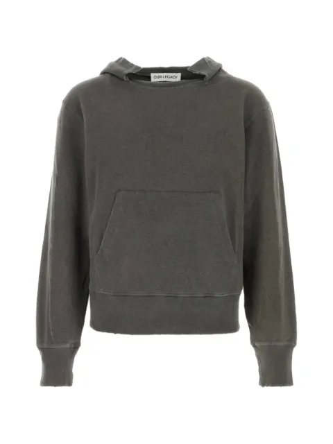 OUR LEGACY Relic raw-cut pouch-pocket hoodie Grey M2266RWB