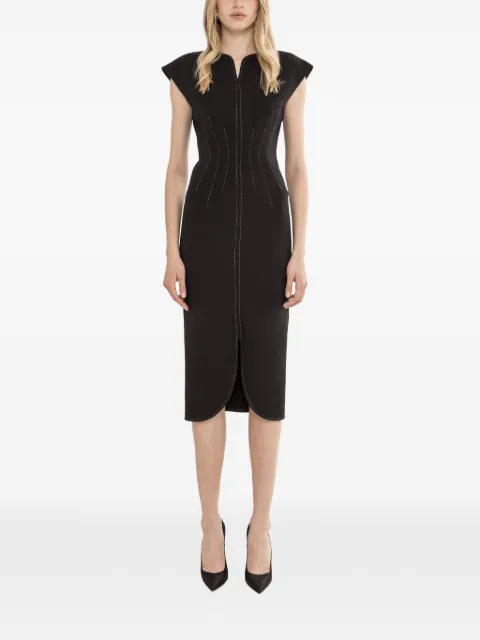 NISSA sculpted midi dress Black RZ16446