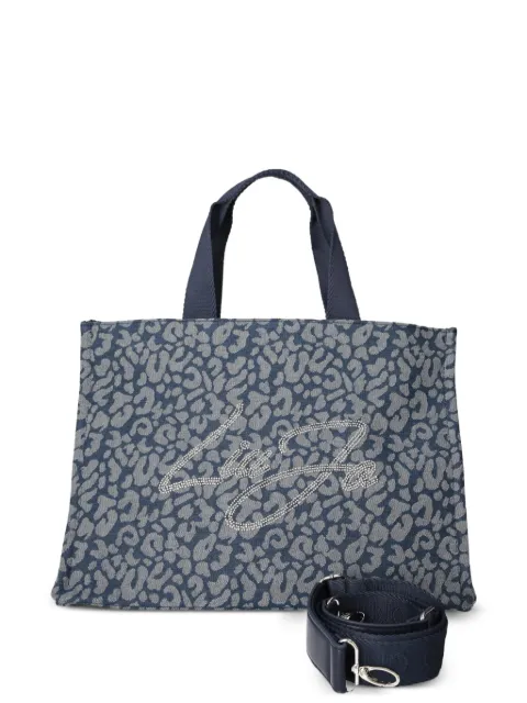 LIU JO large animal-print denim tote bag Blue 2A6026D3200