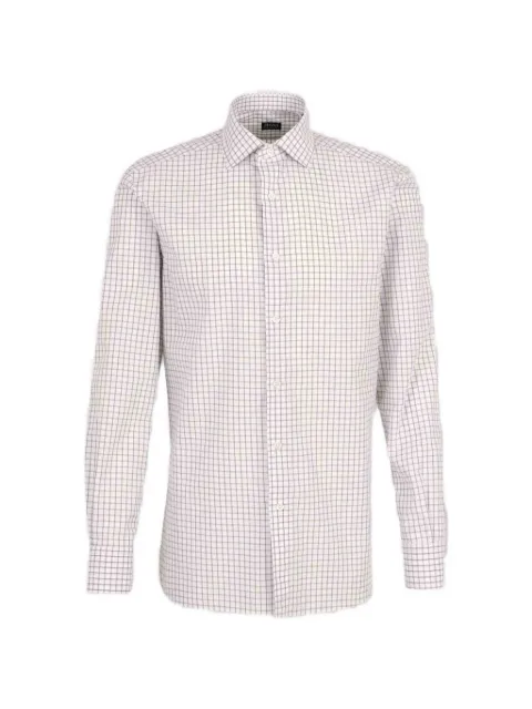 Zegna check-pattern long-sleeve shirt White UHX01A3SRF5