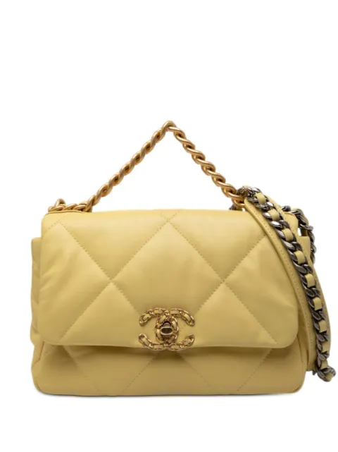 CHANEL Pre-Owned 2020 Medium Lambskin 19 Flap satchel Yellow 14PDBBO0JEG39IJM