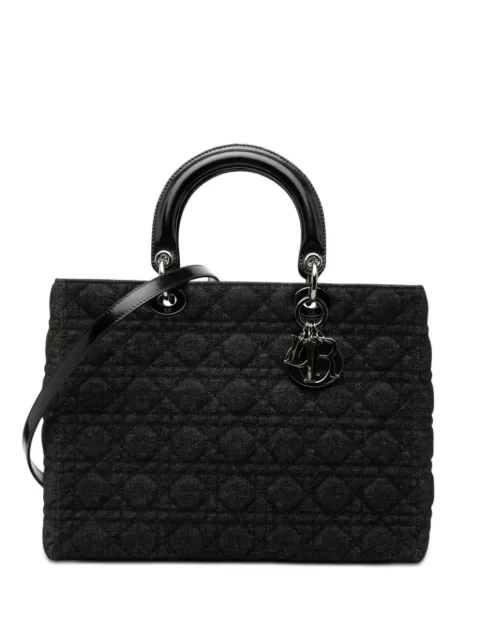 Christian Dior Pre-Owned 1999 Large Denim Cannage Lady Dior satchel Black W1PC73IMSQ0ASJAZ