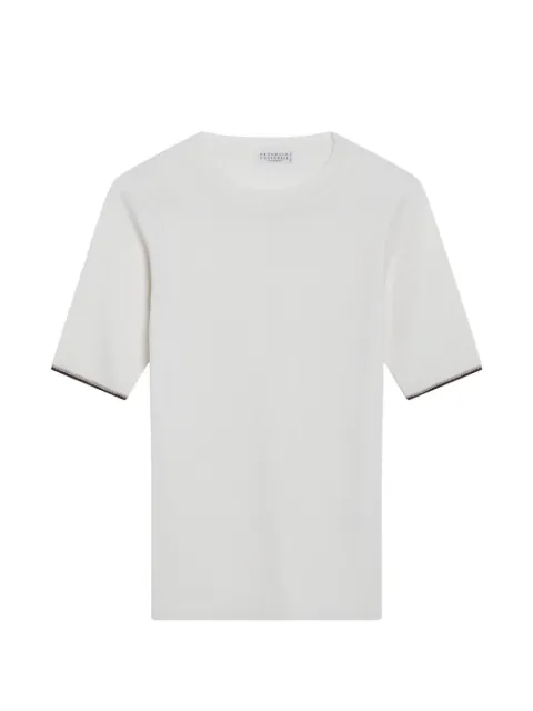 Brunello Cucinelli ribbed short-sleeved sweater Neutrals M13847400CNP75