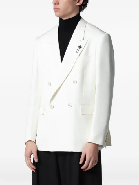 Lardini brooch-detail double-breasted blazer White PA5834EPAIF66418