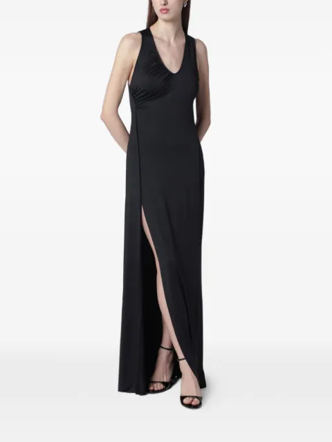 Victoria Beckham ruched V-neck dress Black 1126JDR006983APL