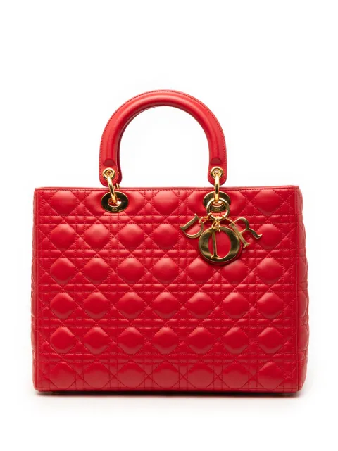 Christian Dior Pre-Owned 1999 Large Lambskin Cannage Lady Dior satchel Red QSF1GMSVJ055WMJ4