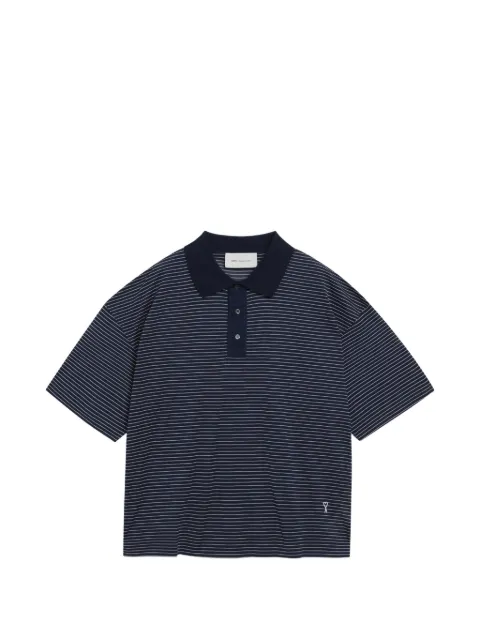 AMI Paris Ami de Coeur striped polo shirt Blue UPL422UJE0212