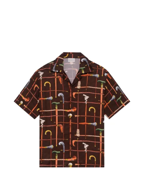 Drôle De Monsieur spread-collar print shirt Brown KSH230VI033BN