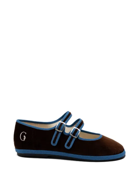 Gondolina Mary Jane velvet ballet flats Brown GPLB2