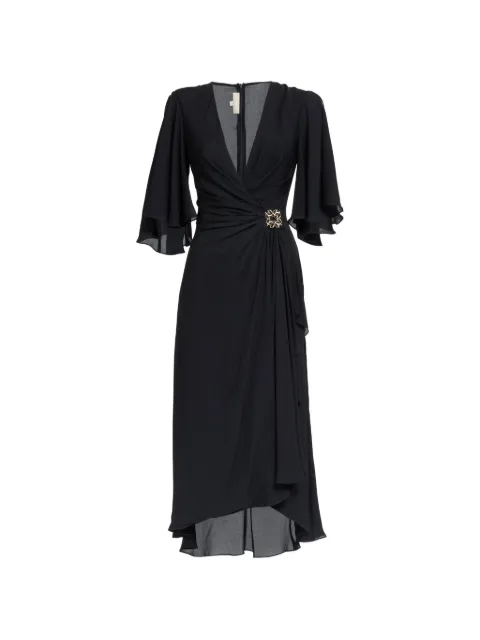 Elie Saab gathered silk dress Black D0996AR26SI001