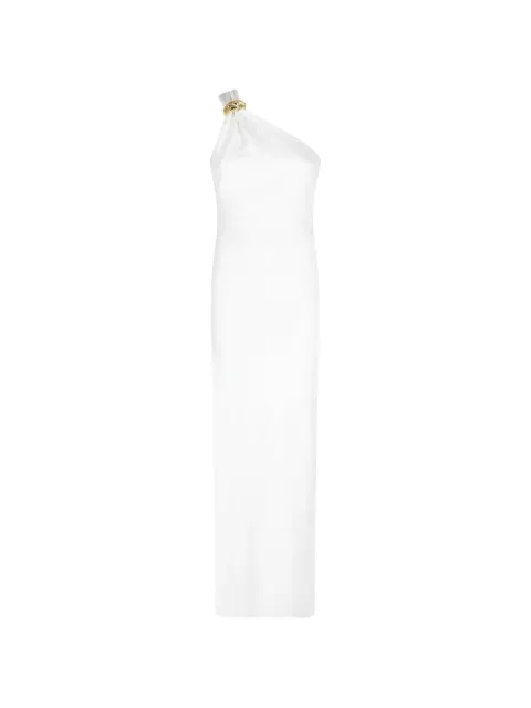 Elisabetta Franchi Red Carpet jewel-embellished one-shoulder maxi dress White AM43B62E2