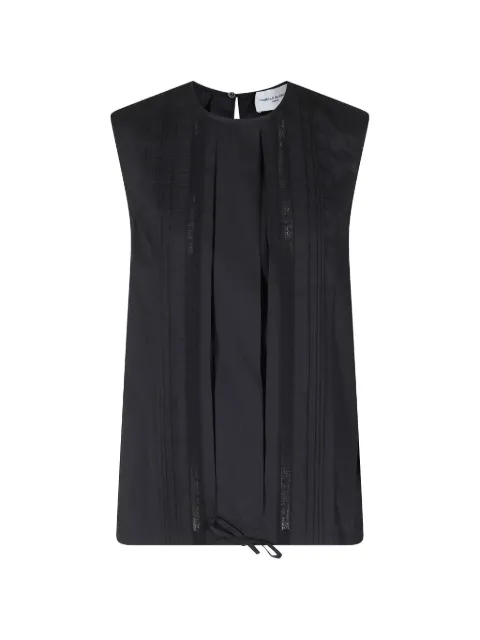 Isabelle Blanche lace-trim pintuck-detail blouse Black C025T012