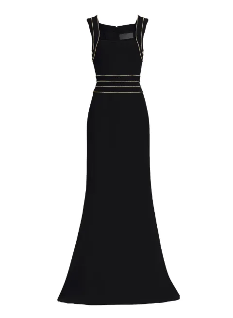 Elie Saab embellished-trim cady dress Black D0984ER26CD026