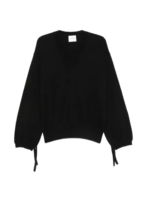 Nude tie-cuff V-neck sweater Black 1101E26317