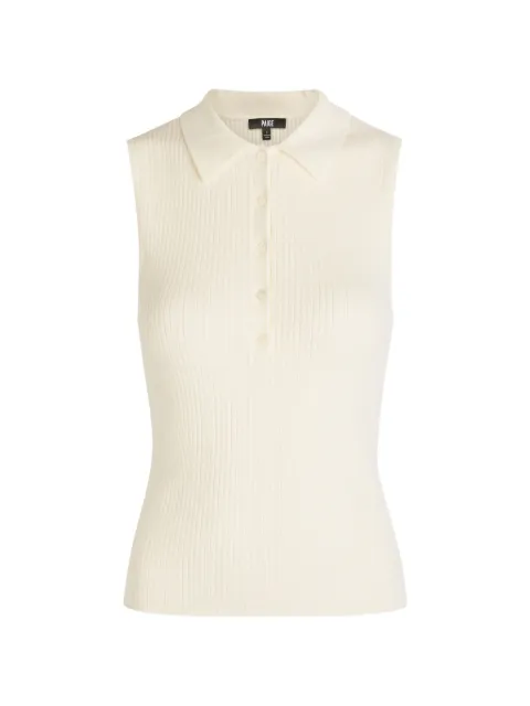 PAIGE ribbed-knit polo top Neutrals 1M03R367363