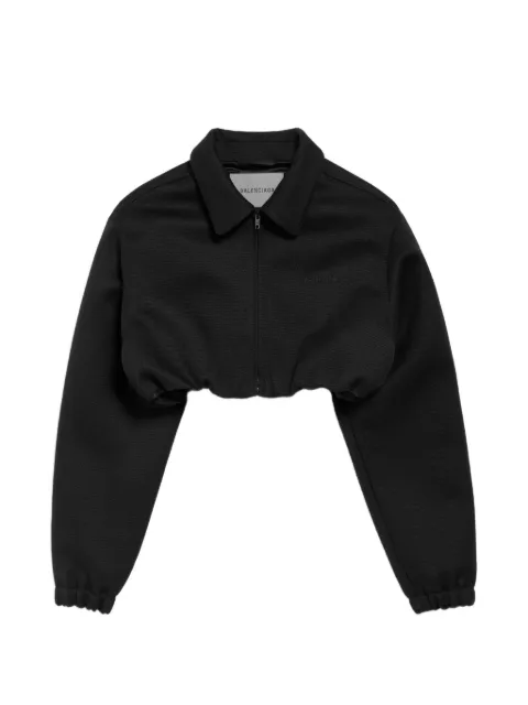 Balenciaga cropped classic-collar jacket Black 872304TUT15