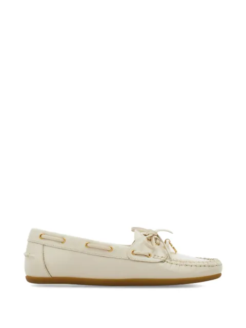 Ferragamo leather boat shoes White 790526