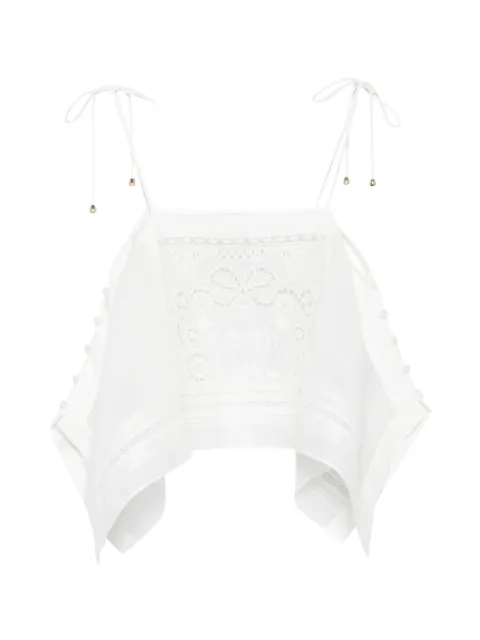Self-Portrait lace tie-strap top White AC26004TW