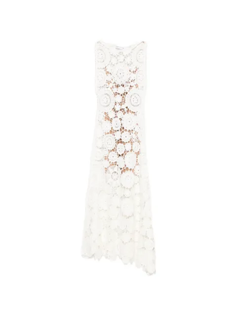 Self-Portrait floral-motif crochet-knit dress White AC26031XW