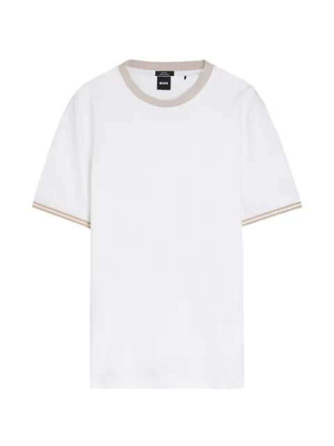 BOSS ribbed trim T-shirt White 50559667