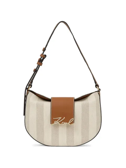 Karl Lagerfeld K/Signature striped shoulder bag Neutrals B2W301051UA