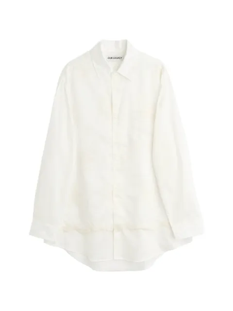 OUR LEGACY Vast embroidered lace-trim shirt Neutrals M2262VIC