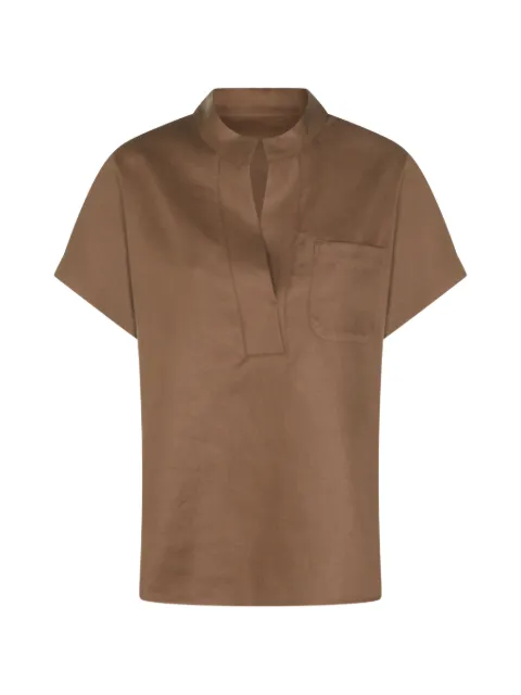 Nine In The Morning chest-pocket collarless top Brown IL34V61MOCHA