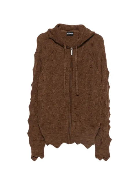 MADFRENZY Spiked zip-up cable-knit cardigan Brown MFSS26H2NLL