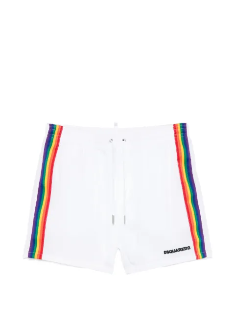 DSQUARED2 rainbow-stripe drawstring swim shorts White D7B626630