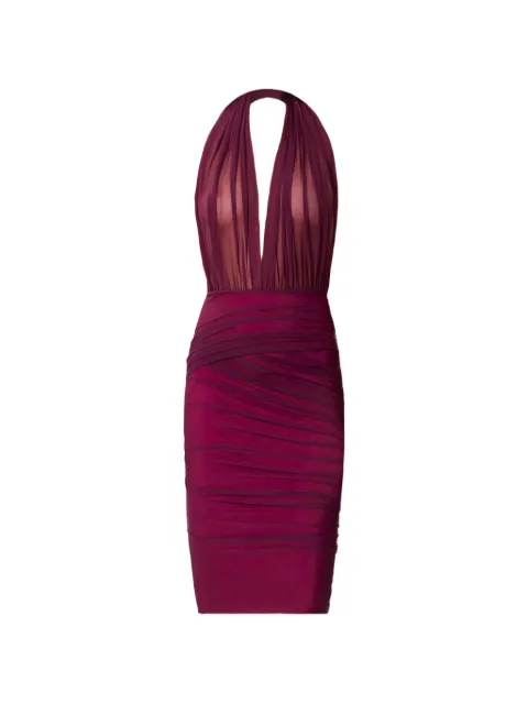 Amazuìn Tamie halterneck draped midi dress Pink 12TAMUSMU