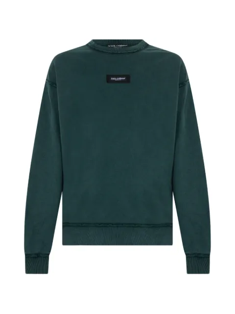 Dolce & Gabbana logo-patch raw-edge sweatshirt Green G9CAKTG7P1R