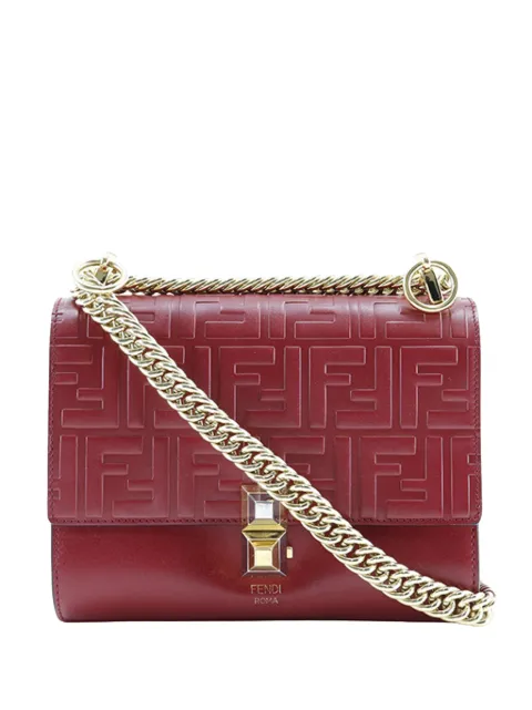 Fendi Pre-Owned 2010-2026 Small Zucca Embossed Leather Kan I crossbody bag Red 9L48TM1I5OHDJ7TY