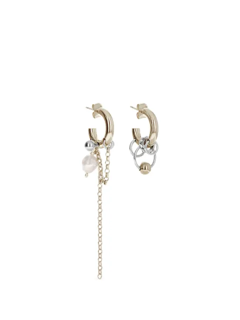 Justine Clenquet Nathan asymmetric pearl-embellished earrings Gold NATHANEARRINGS