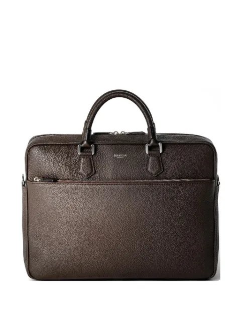 Serapian Slim grainy leather briefcase Brown SRCCHMMLL706540Y224