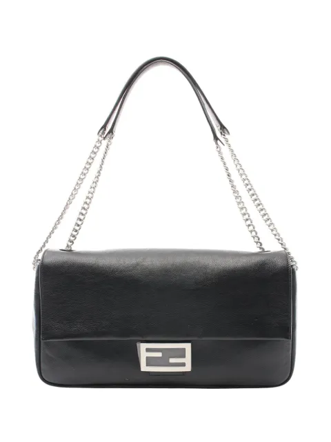 Fendi Pre-Owned 2000-2010 Large Leather Chain Baguette shoulder bag Black 2J3AEG9T3V3WWJQ1
