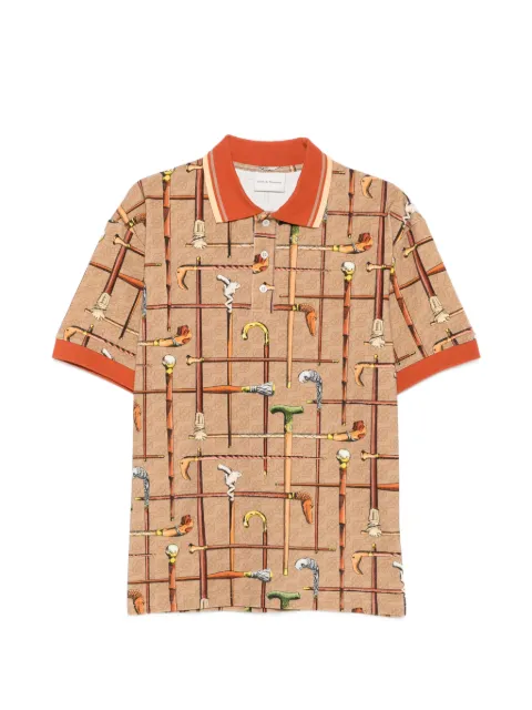 Drôle De Monsieur cannes-print polo shirt Brown KPL175CO264