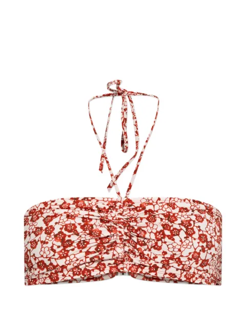 ISABEL MARANT Salma floral ruched bikini top White SG0022FAD1P01I
