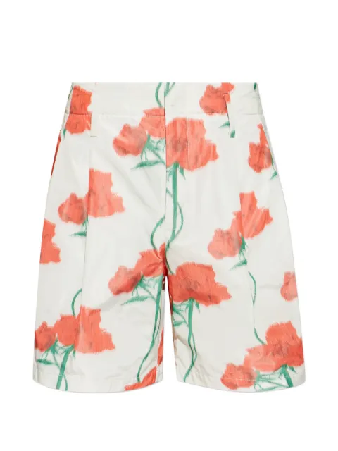 Kenzo poppy-print pleated shorts White FG55SH3029R2