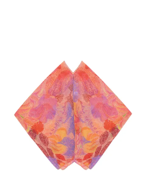 Pleats Please Issey Miyake pleated floral print poncho Pink PP67AD161