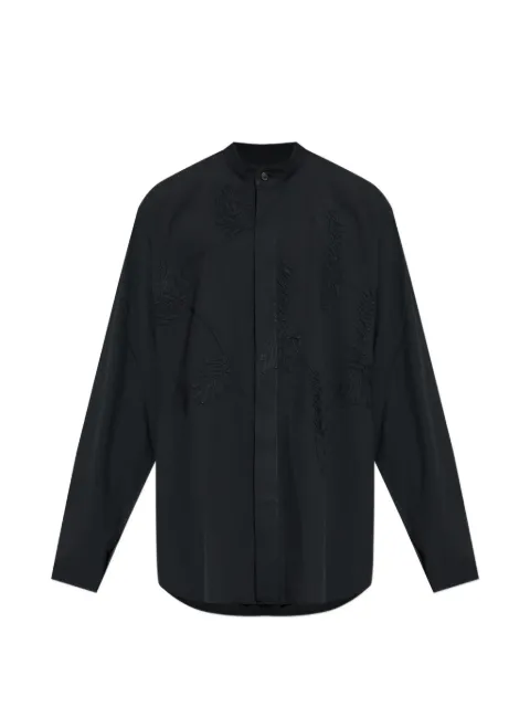 Homme Plissé Issey Miyake embroidered collarless shirt Black HP66FJ311