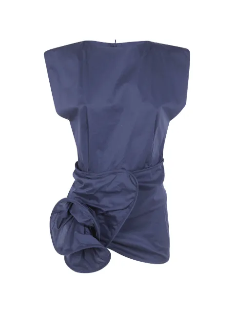 Liviana Conti rosette-detail padded-shoulder top Blue L6SK28