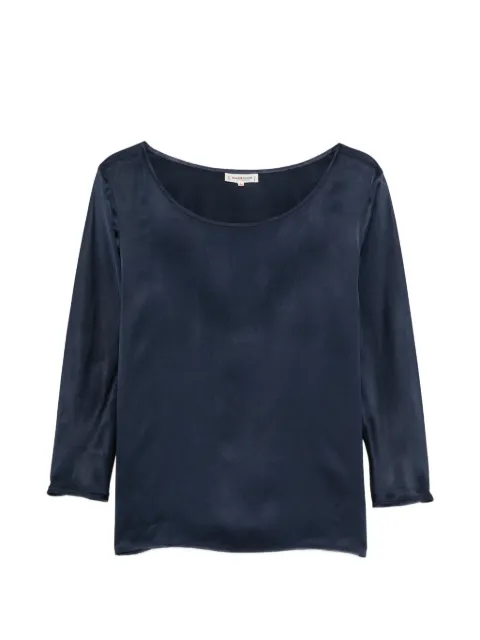 Saint Laurent Pre-Owned 1970s scoop-neck blouse Blue SL250AZCA