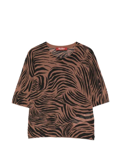 Max Mara Tago zebra-print knitted top Brown 2616361052600