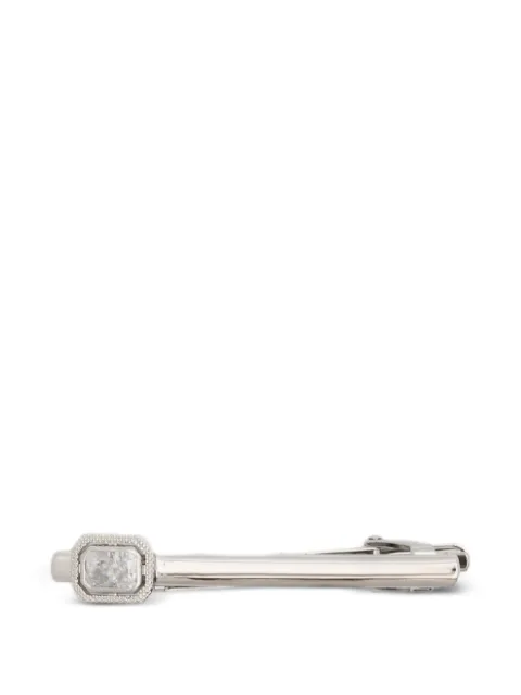 Tateossian Halo Rectangular crystal-embellished tie clip Silver TC1372