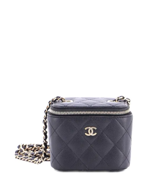 CHANEL Pre-Owned Classic Vanity Case with Chain Quilted Caviar Mini pouch Black HA6S8531T91FGXAR