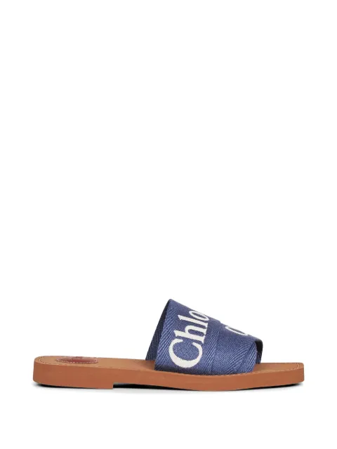 Chloé Woody logo-print sandals Blue CHC23U188EF