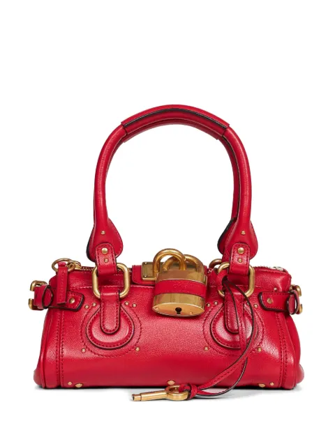 Chloé small Paddington leather shoulder bag Red CH26SS805P75