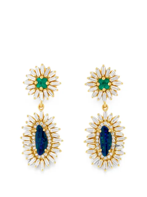 Suzanne Kalan emerald and opal-embellishment earrings Gold KOE574