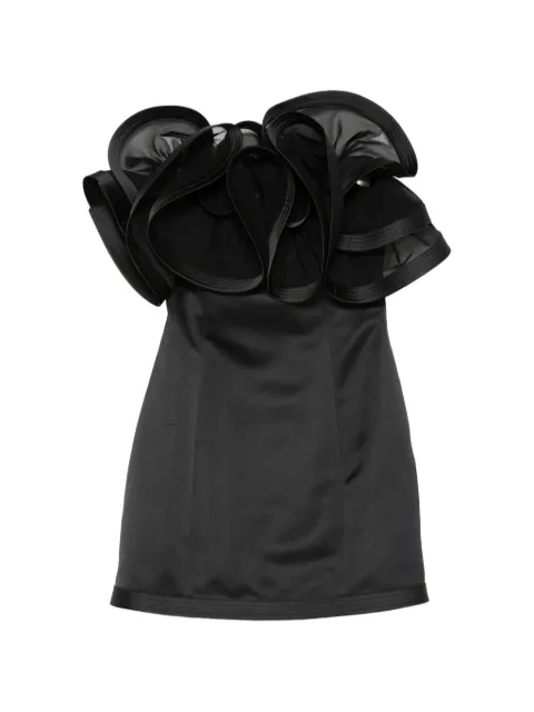 Elisabetta Franchi mini dress in Duchess satin with maxi ruffles Black AB87962E2
