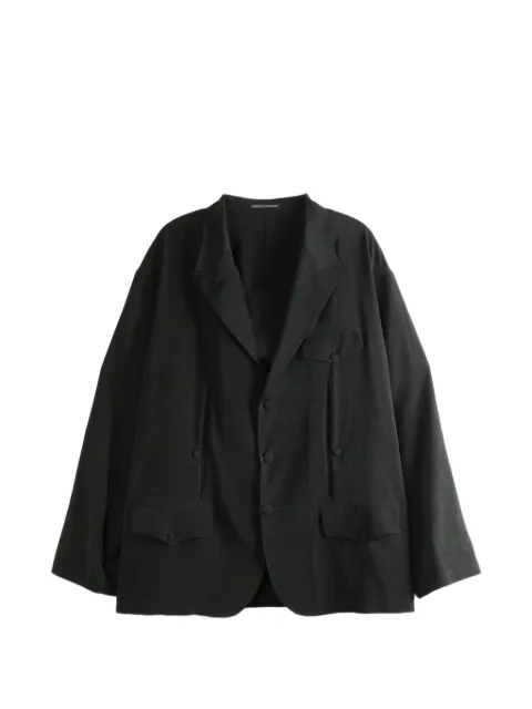 Yohji Yamamoto pleated flap-pocket coat Black HKJ15500